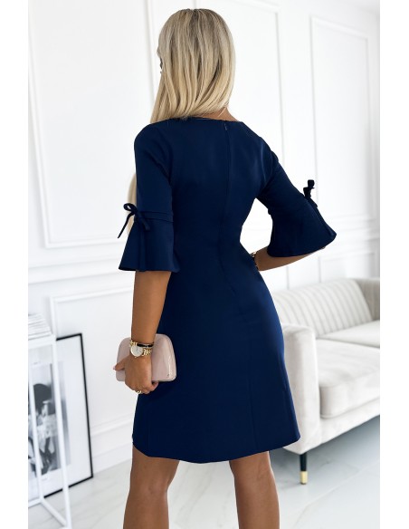  217-8 NEVA Trapezoidal dress with flared sleeves - dark blue 