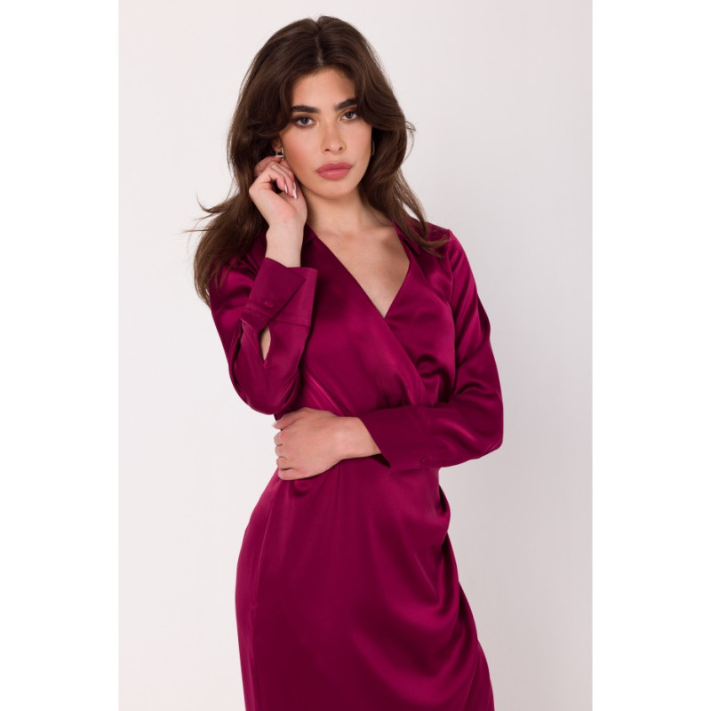 K172 Sheath dress with a wrap detail - maroon 2