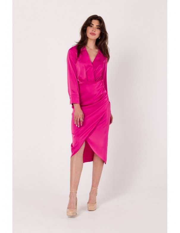 K172 Sheath dress with a wrap detail - pink