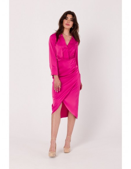 K172 Sheath dress with a wrap detail - pink