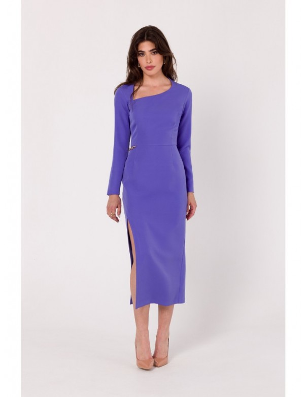 K178 Sheath dress with assymetric neckline - light purple