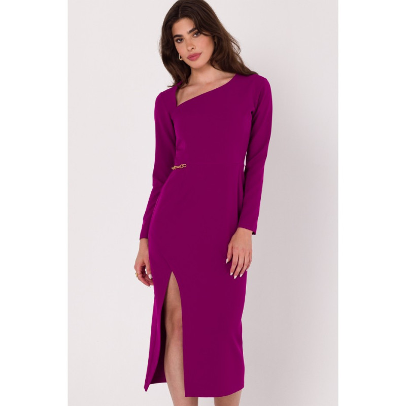 K178 Sheath dress with assymetric neckline - ruby 2
