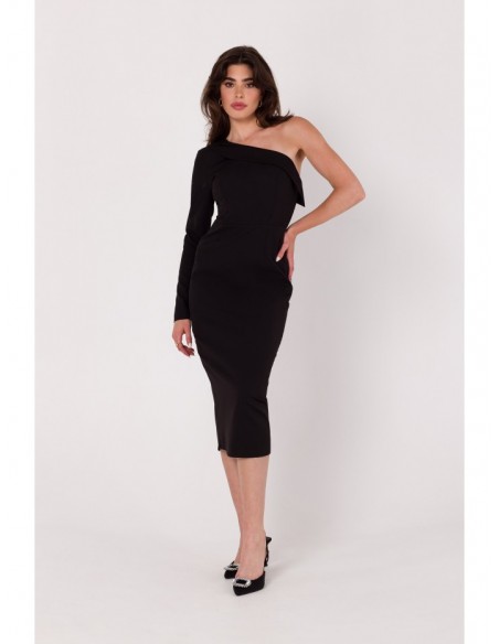 K179 One shoulder sheath dress - black