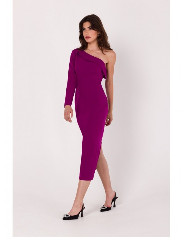 K179 One shoulder sheath dress - ruby