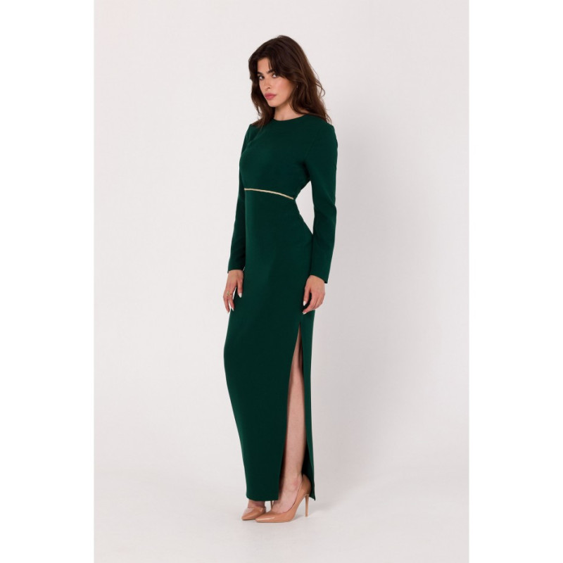 K180 Maxi dress with cut out detail - bottle green 2