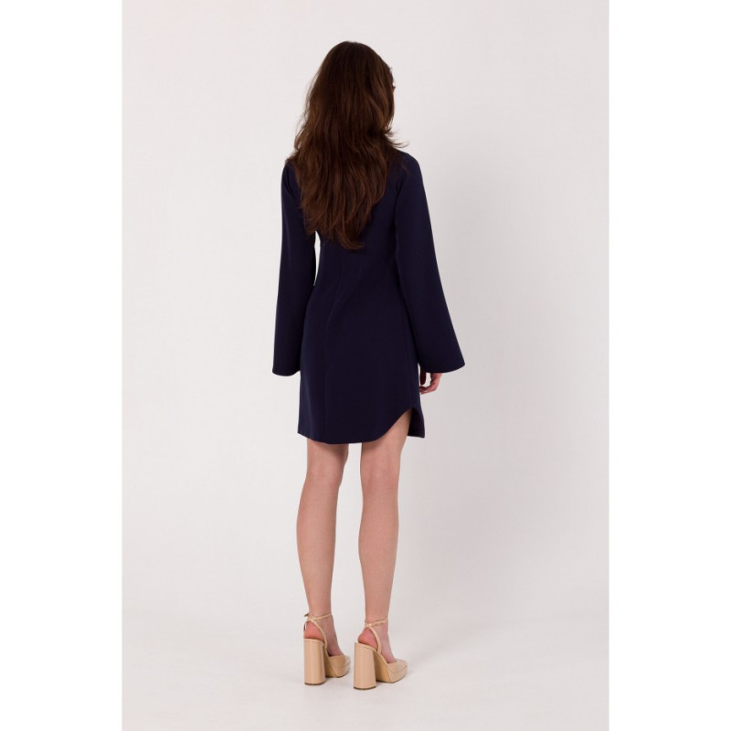 K181 Mini dress with split neckline - deep blue 2