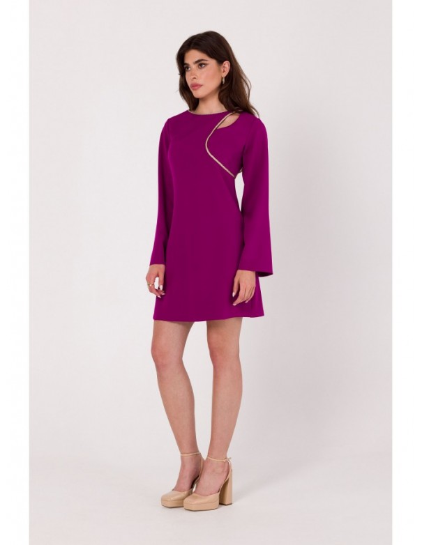 K181 Mini dress with split neckline - ruby