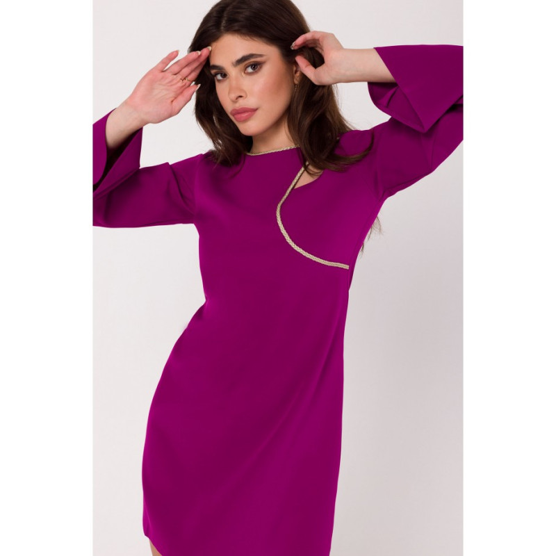 K181 Mini dress with split neckline - ruby 2
