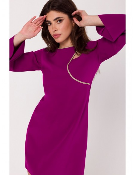 K181 Mini dress with split neckline - ruby