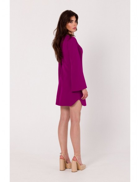 K181 Mini dress with split neckline - ruby