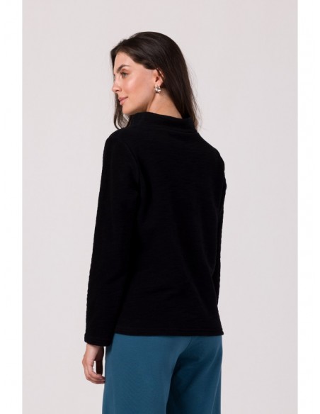 B268 Pullover top with high neck - black