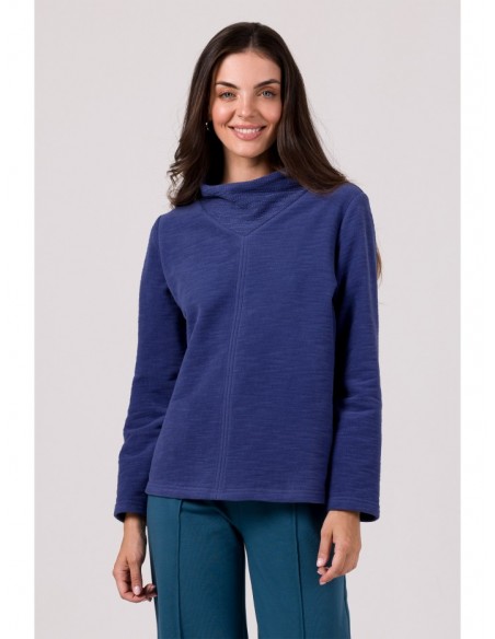 B268 Pullover top with high neck - indigo