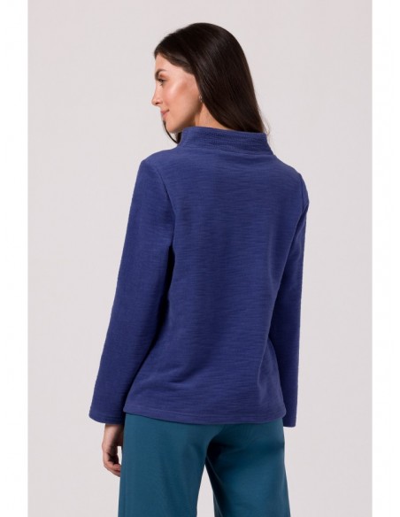 B268 Pullover top with high neck - indigo