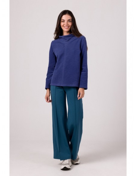 B268 Pullover top with high neck - indigo