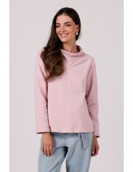 B268 Pullover top with high neck - powder