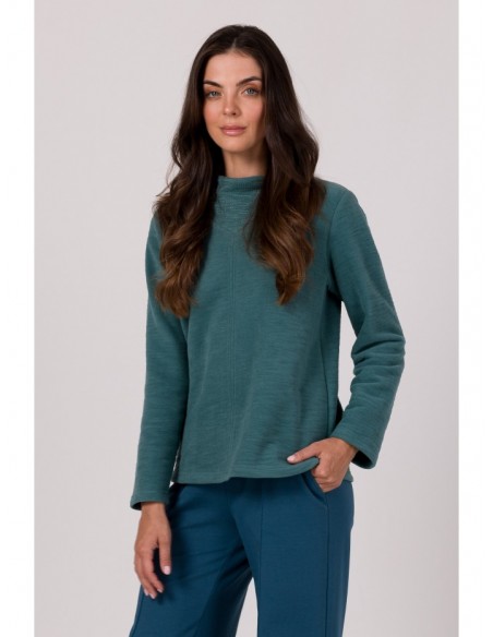 B268 Pullover top with high neck - turquoise