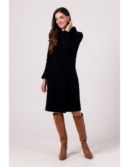 B270 High collar midi dress - black