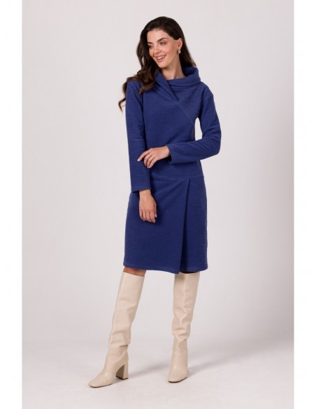 B270 High collar midi dress - indigo