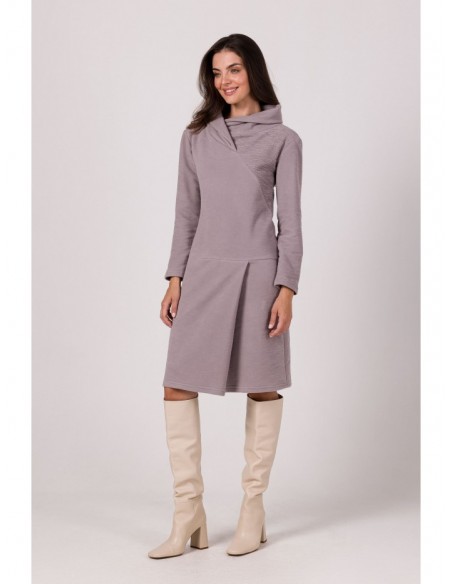 B270 High collar midi dress - grey