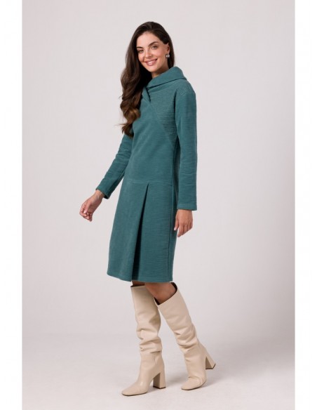 B270 High collar midi dress - turquoise