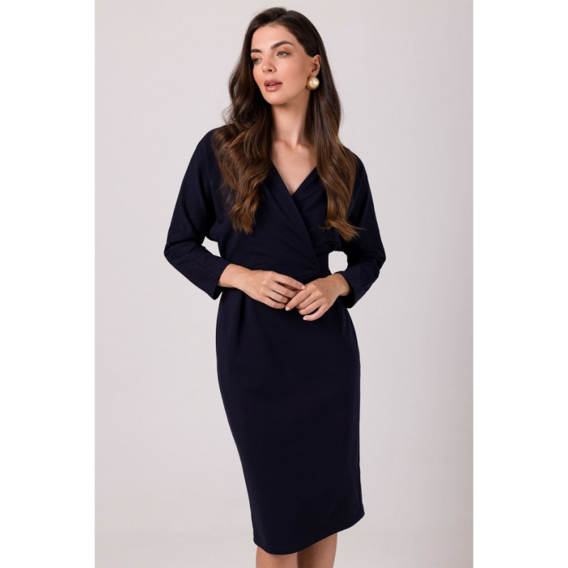 B271 Wrap detail dress - navy blue 2