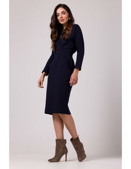 B271 Wrap detail dress - navy blue