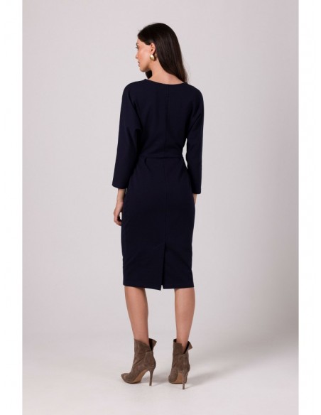 B271 Wrap detail dress - navy blue