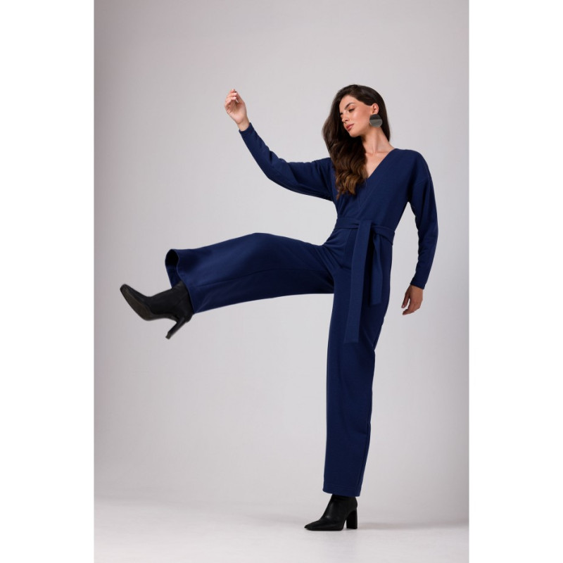 B272 Jumpsuit with deep V neck - blue 2