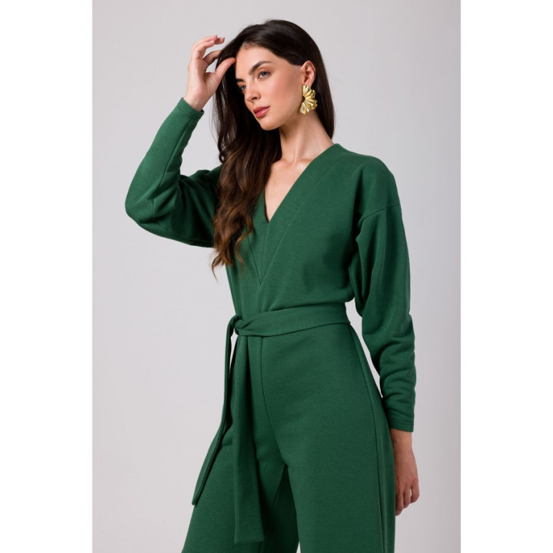 B272 Jumpsuit with deep V neck - lawn green 2