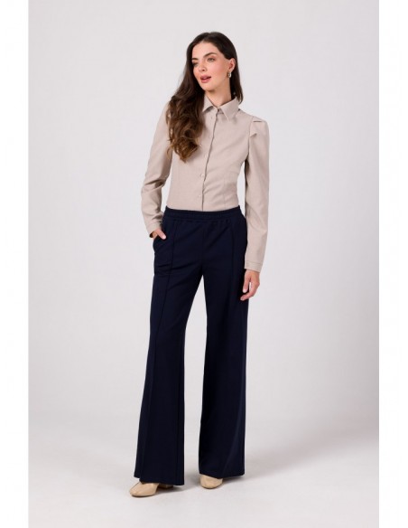 B275 Trousers with front stitching - navy blue