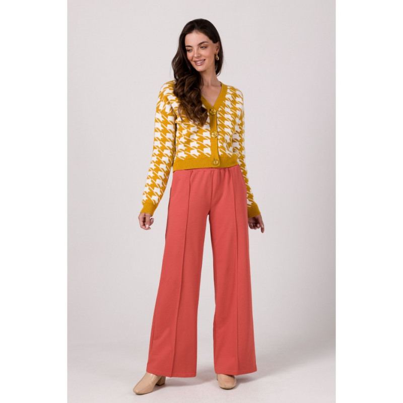 BK104 Buttoned cardigan with houndstooth patern - honey 2