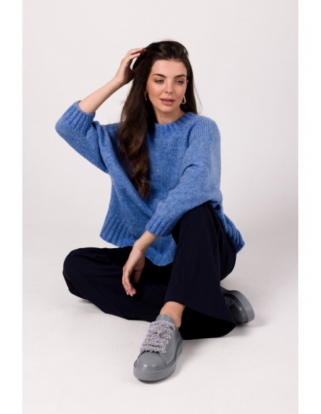 BK105 Pullover batwing sweater - azure