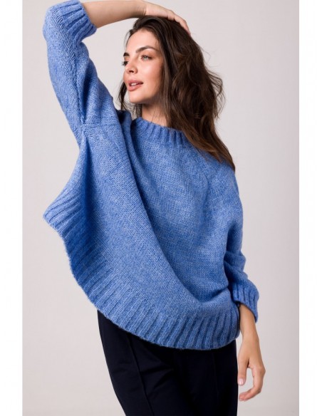 BK105 Pullover batwing sweater - azure