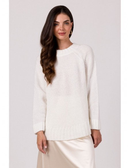 BK105 Pullover batwing sweater - white