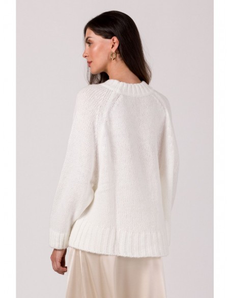 BK105 Pullover batwing sweater - white