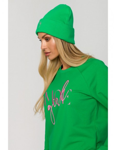 M709 Ribbed beanie with embroidery - green