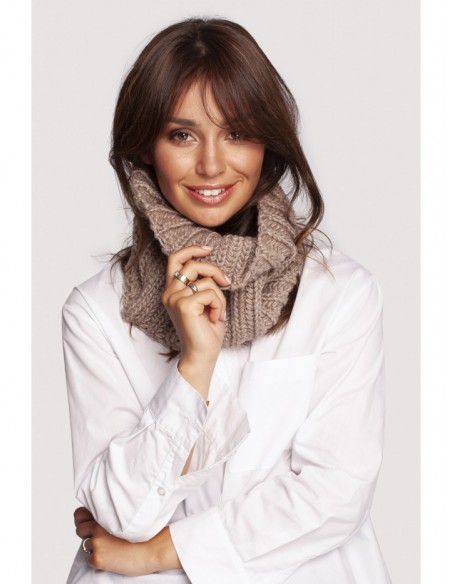 BK097 Knit chimney scarf - beige