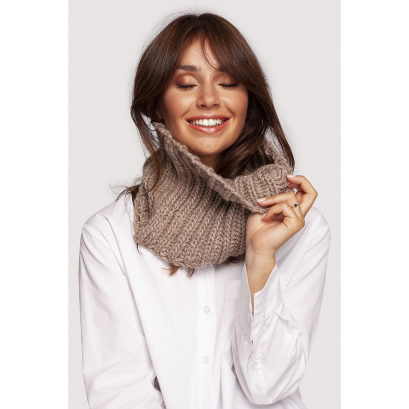 BK097 Knit chimney scarf - beige 2