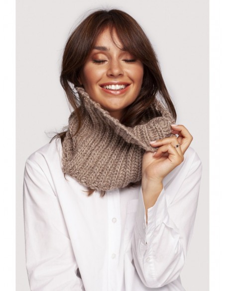 BK097 Knit chimney scarf - beige