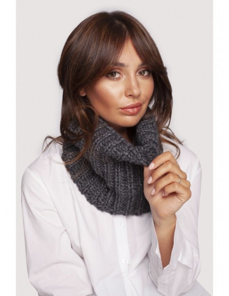 BK097 Knit chimney scarf - graphite