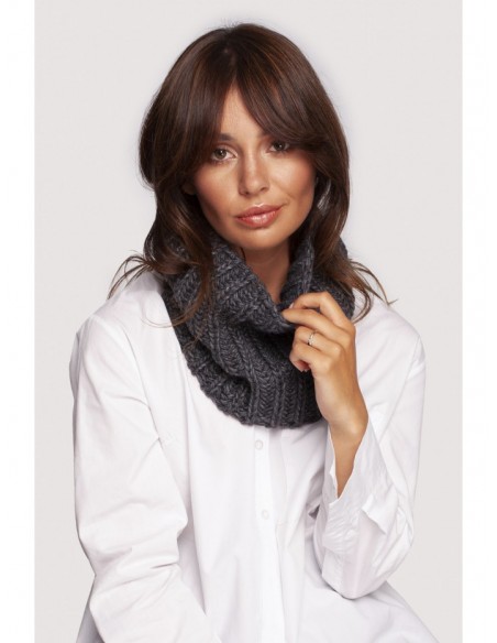 BK097 Knit chimney scarf - graphite