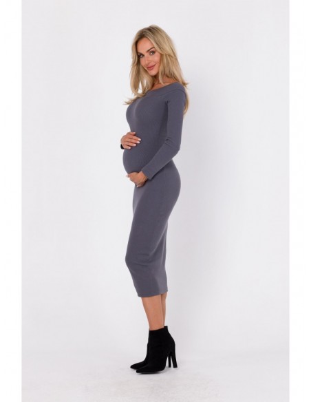 M757 Bodycon dress off shoulder detail - anthracite