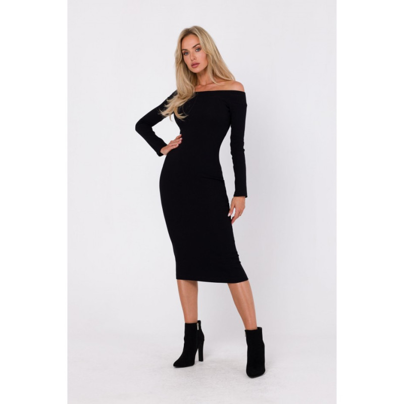 M757 Bodycon dress off shoulder detail - black 2