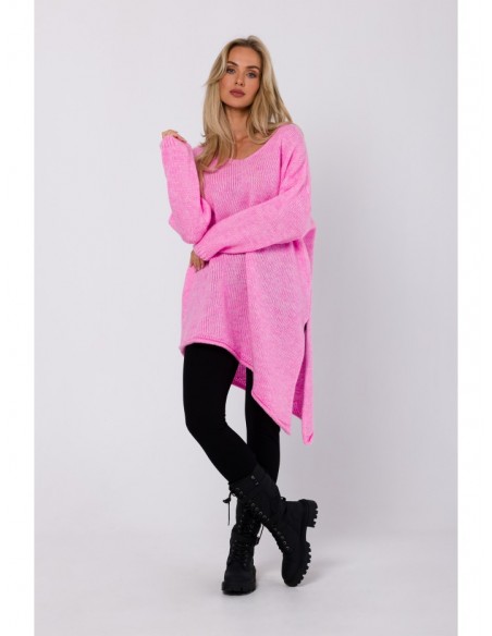 M769 Relaxed fit pullover tunic sweater - pink