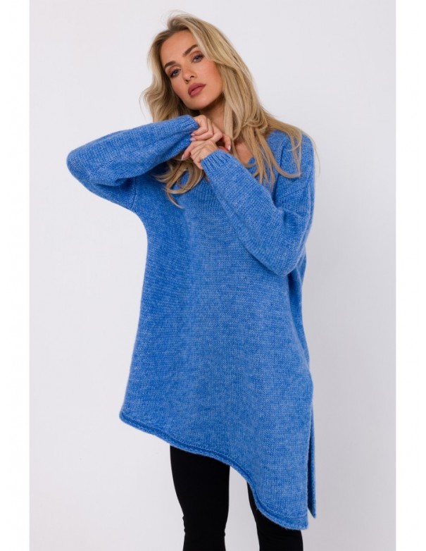 M769 Relaxed fit pullover tunic sweater - azure