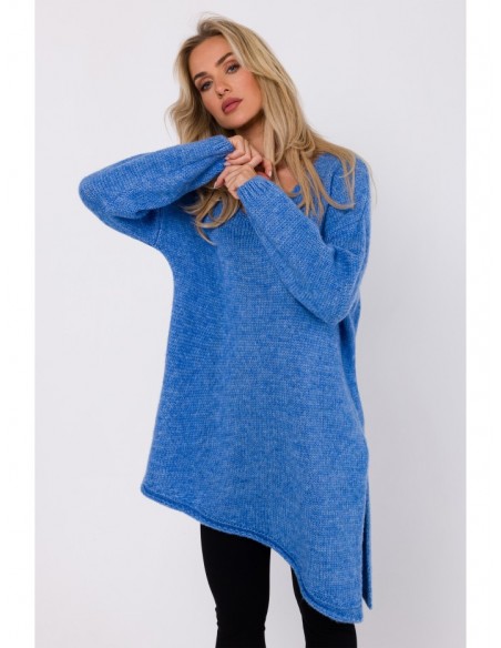 M769 Relaxed fit pullover tunic sweater - azure