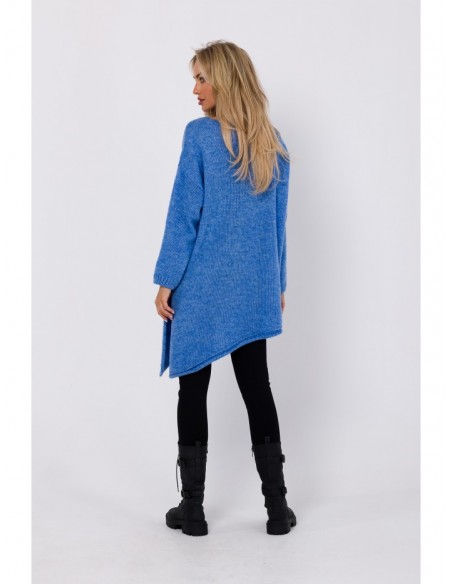 M769 Relaxed fit pullover tunic sweater - azure