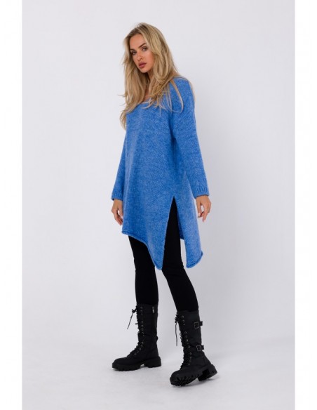 M769 Relaxed fit pullover tunic sweater - azure