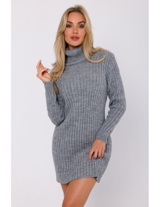 M770 Sweater dress with a high collar - grey