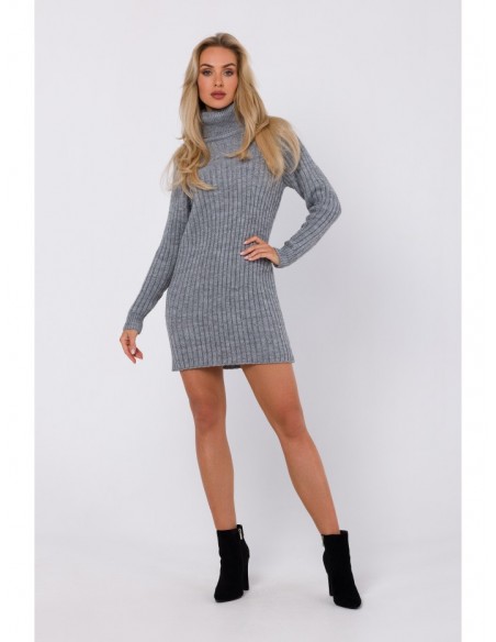 M770 Sweater dress with a high collar - grey